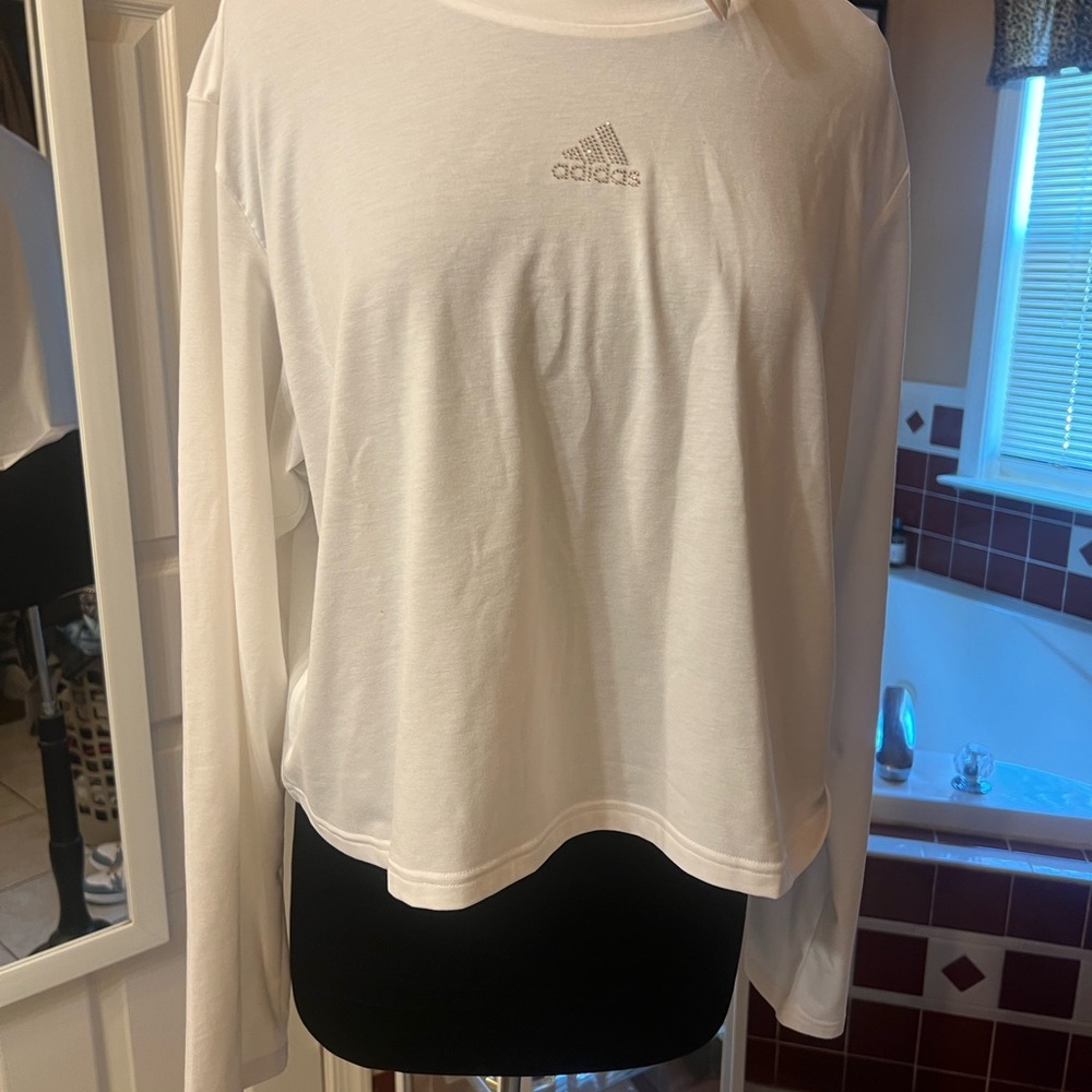 Adidas White Crop Long Sleeve tee